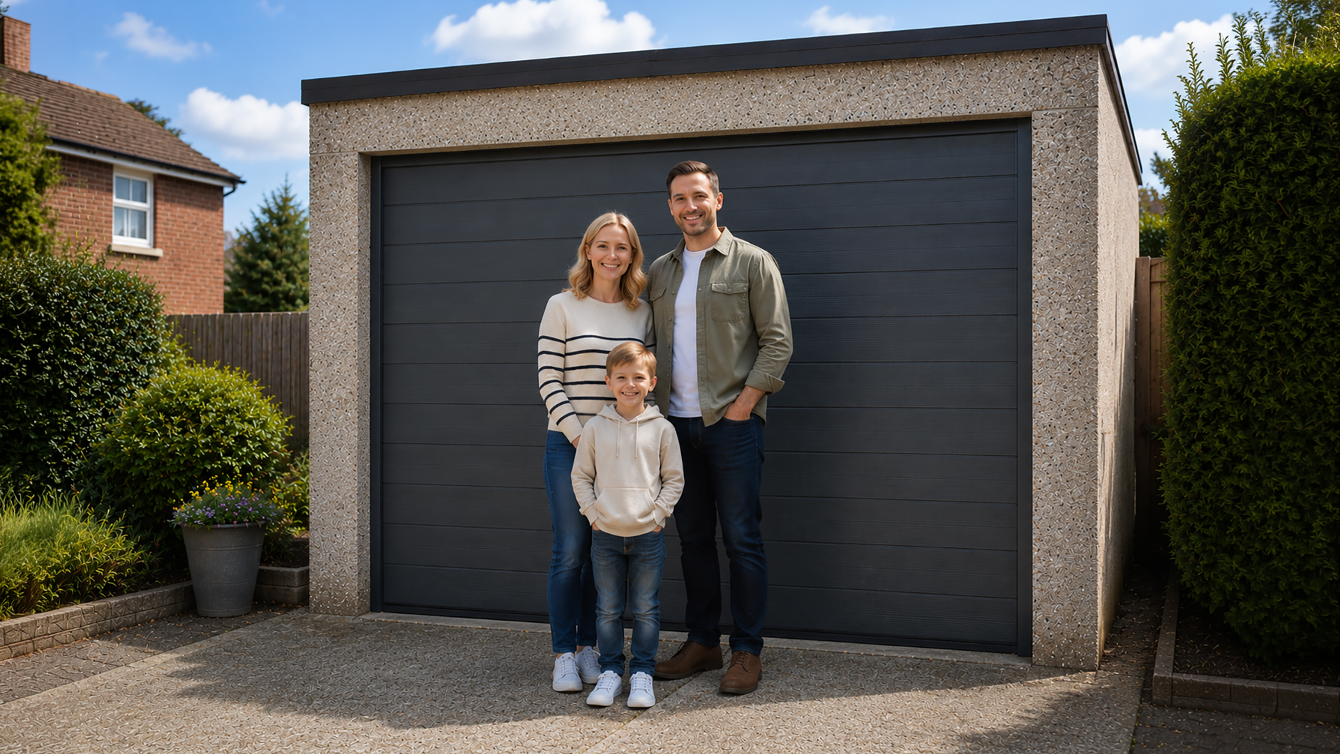 Garage doors for concrete garages